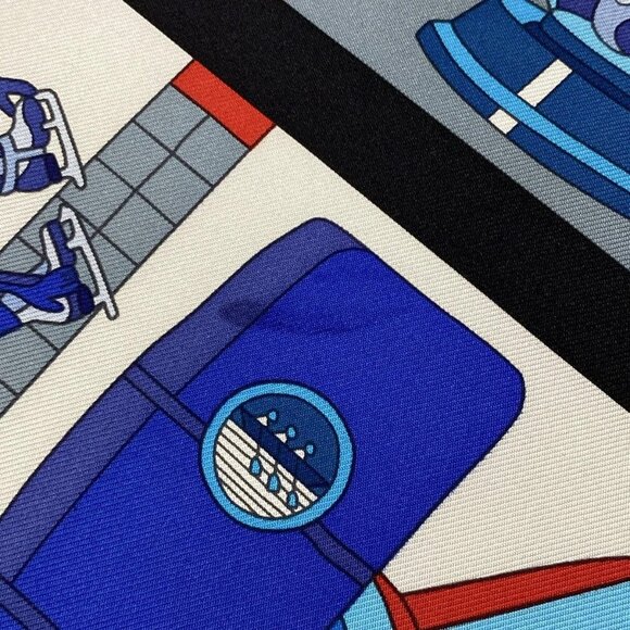 Auth HERMES Carre 90 - Navy Blue Multi Scarf - Picture 5 of 5